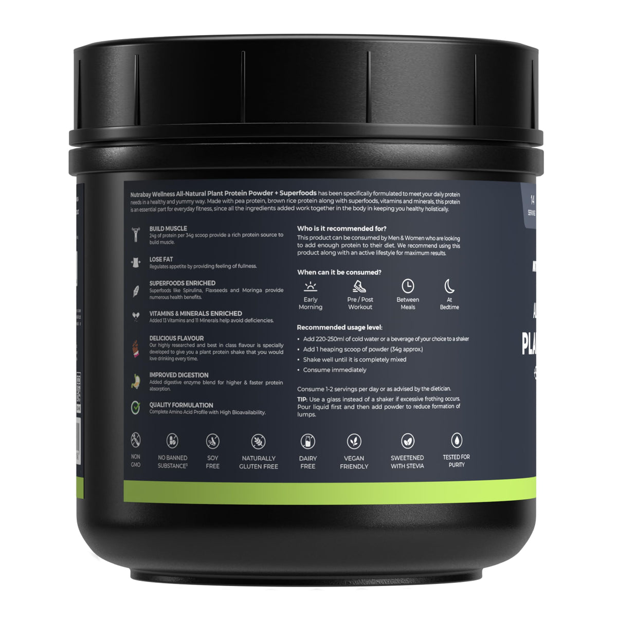 Nutrabay Wellness All Natural Plant Protein +Superfoods Powder - Gourmet Chocolate | Grocsy