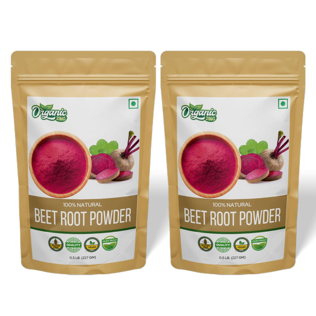 Organic Zing Beetroot Powder/Vegan/Preservative Free/Product of India - 227gm Resalable Pack (Pack of 2) | Grocsy