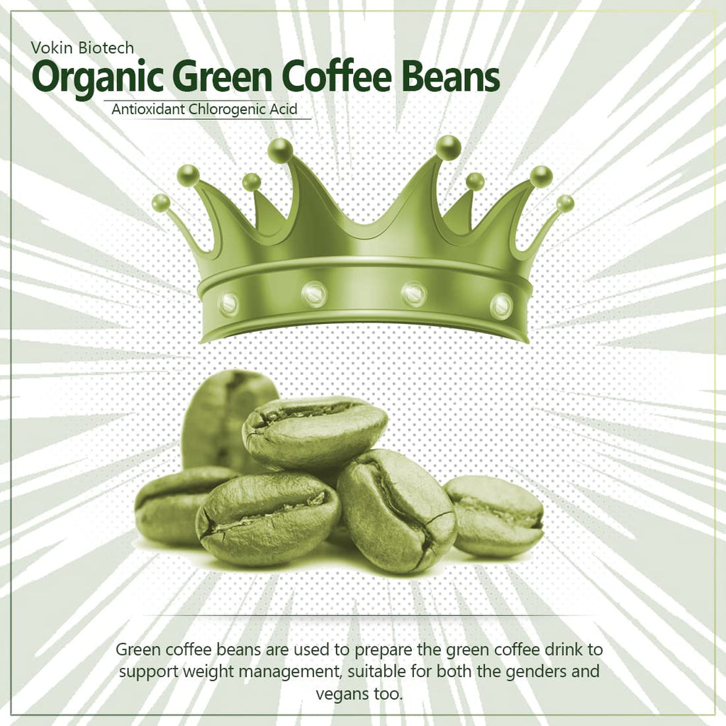 Vokin Biotech Organic Green Coffee Beans Decaffeinated & Unroasted Arabica Coffee For Weight Management | Grocsy