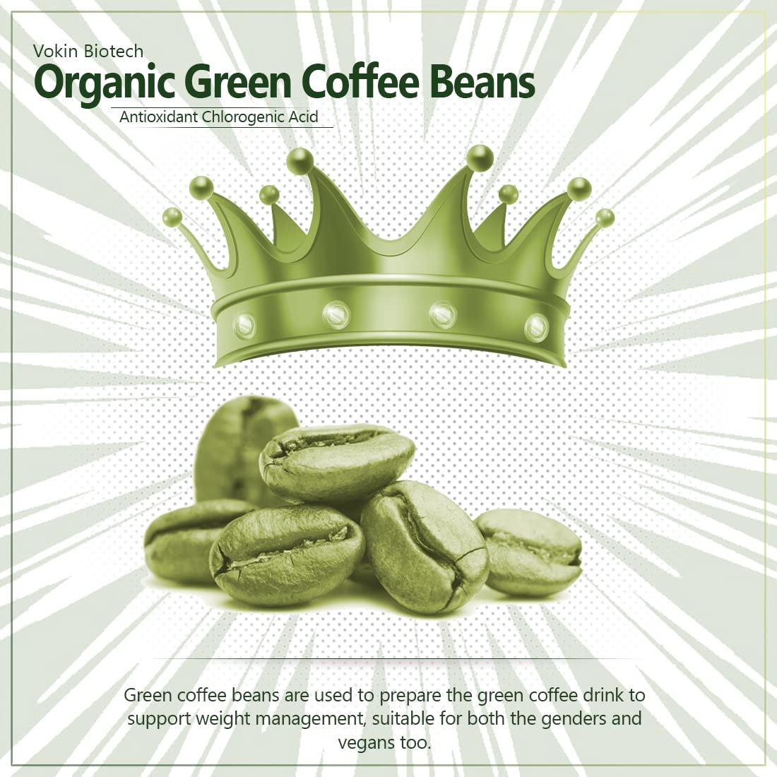 Vokin Biotech Organic Green Coffee Beans Decaffeinated & Unroasted Arabica Coffee For Weight Management | Grocsy