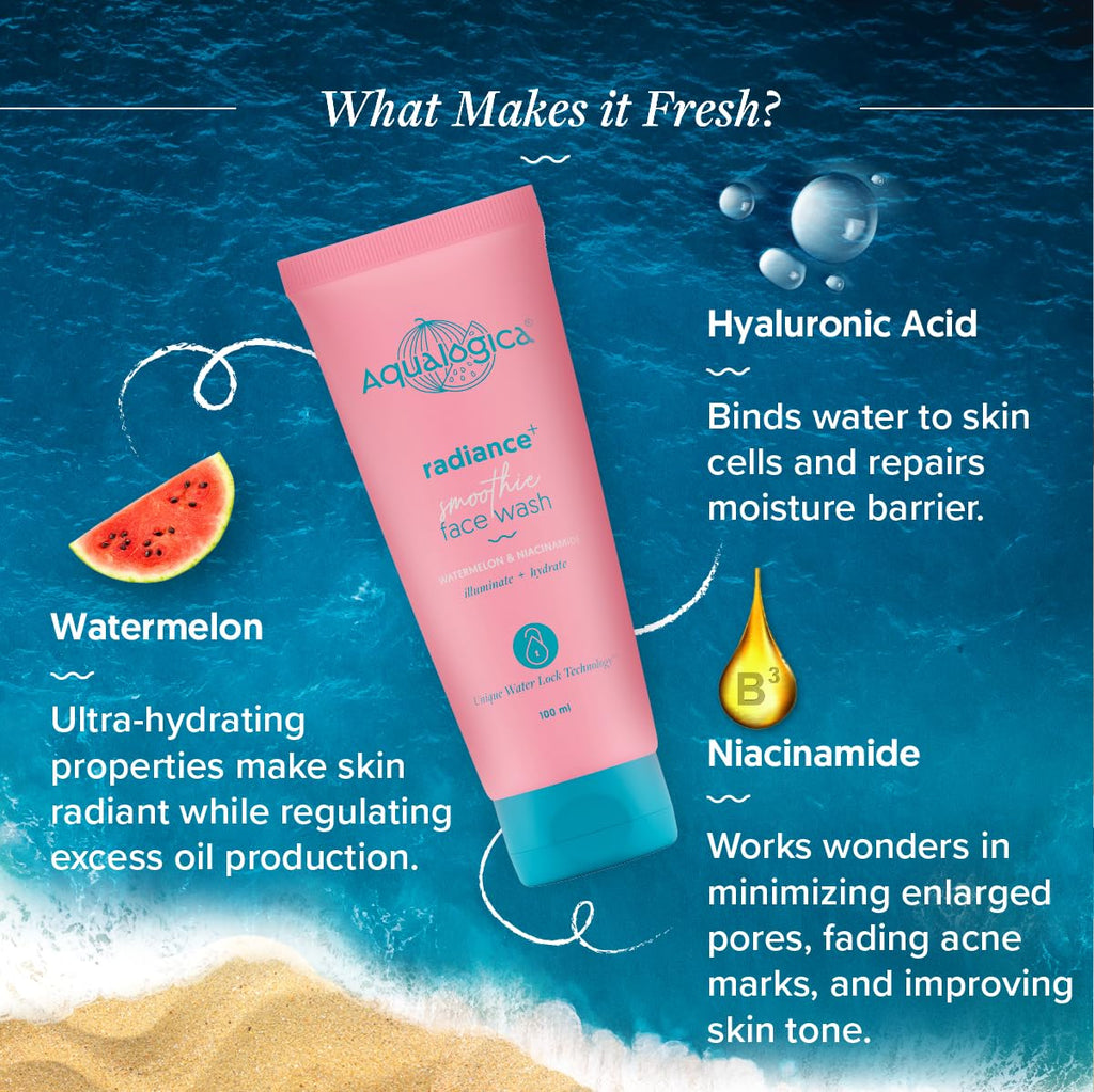 Aqualogica Radiance+ Smoothie Face Wash | Grocsy