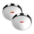 Sumeet 22 Gauge Stainless Steel Traditional Dinner Plate/Thali 30.7Cm (2.5Ltr) - set of 2pc | Grocsy