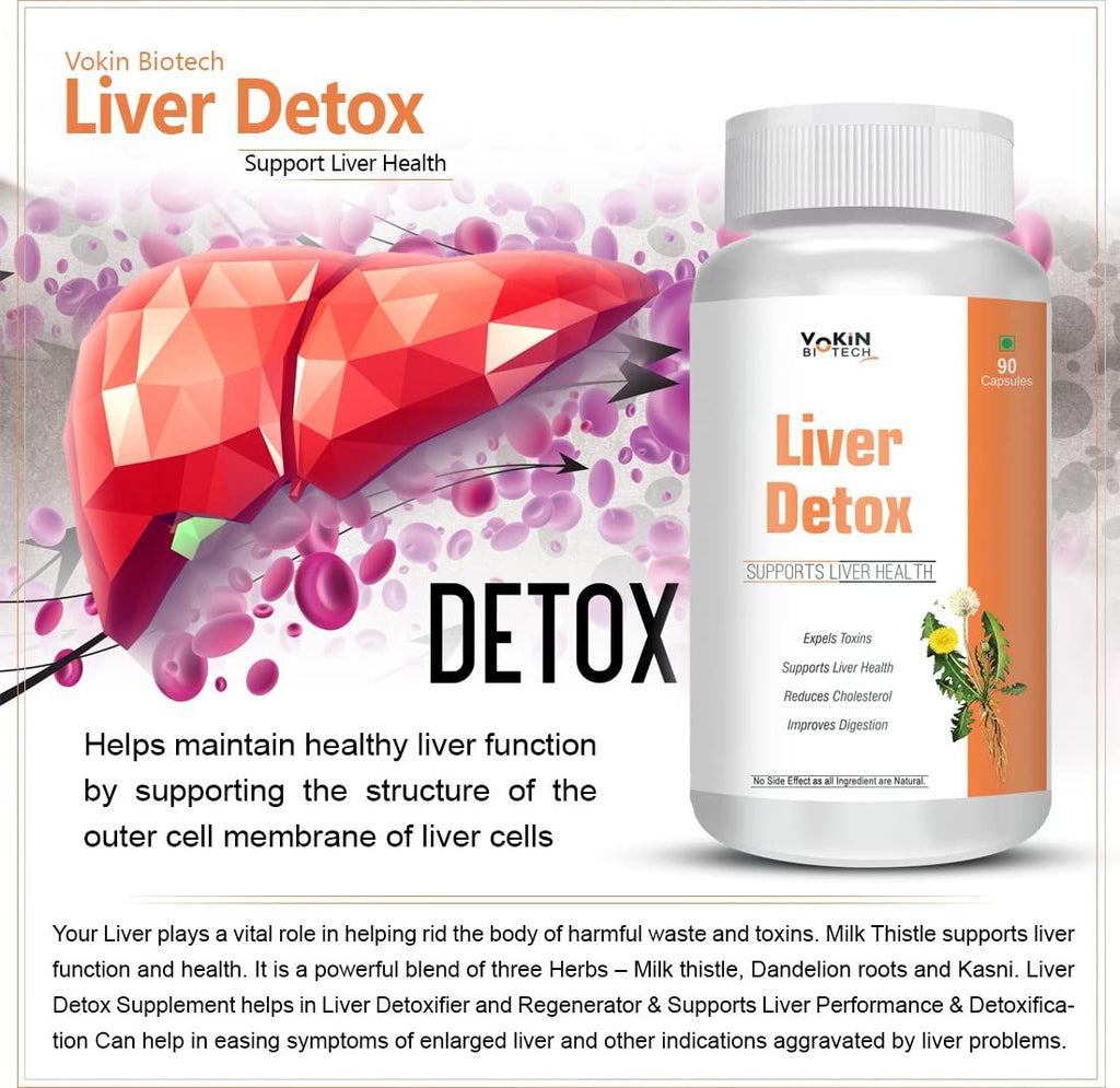 Vokin Biotech Liver Detox For Healthy Liver | Helps in Cleanse Liver, Natural Protection Against Fatty Liver Supplement For Men And Women | Grocsy