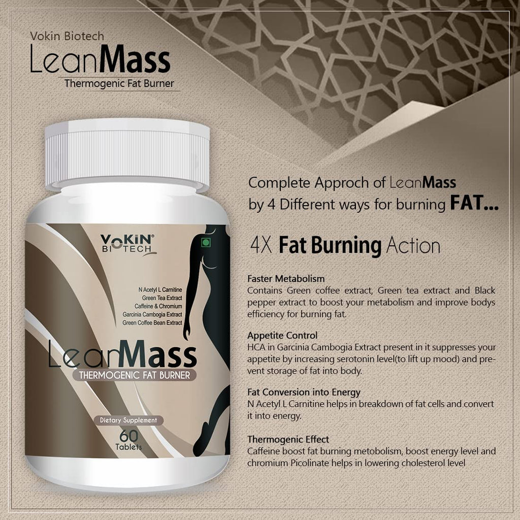 Vokin Biotech Lean Mass Thermogenic Fat Burner with Green tea Extract, N Acetyl L Carnitine, Garcinia Cambogia Weight loss product for Men & Women | Grocsy
