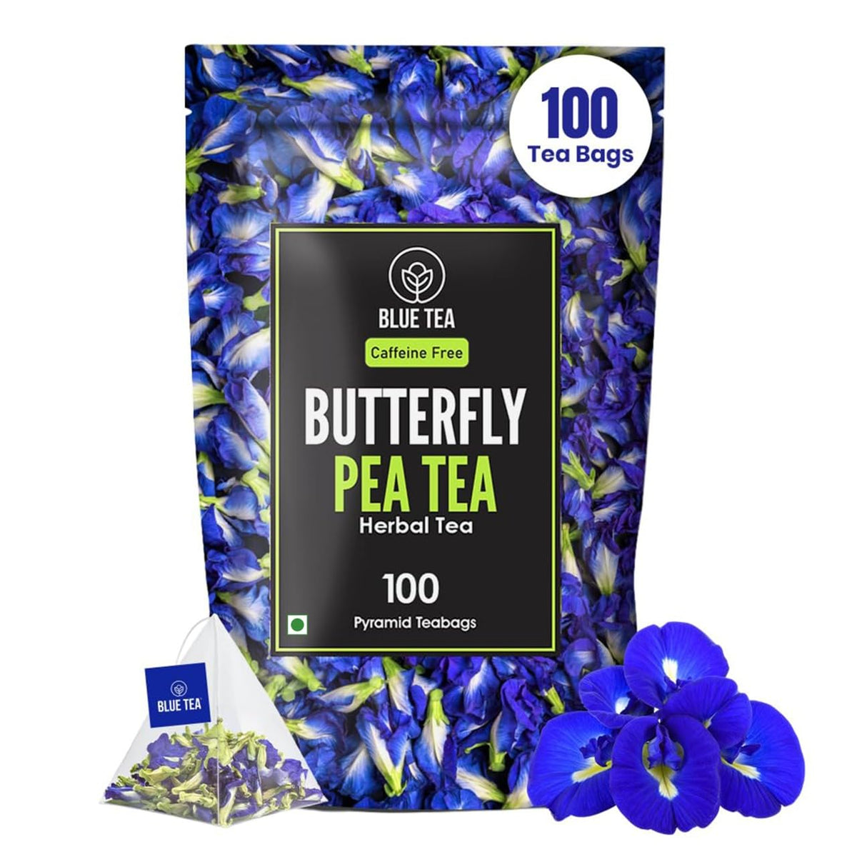 Blue Tea Butterfly Pea Herbal Tea Bags | Anti-Oxidant Rich Herbal Flower Based Caffeine Free - No Preservatives | Detox Tea Natural Premium Herbal Tea | Grocsy