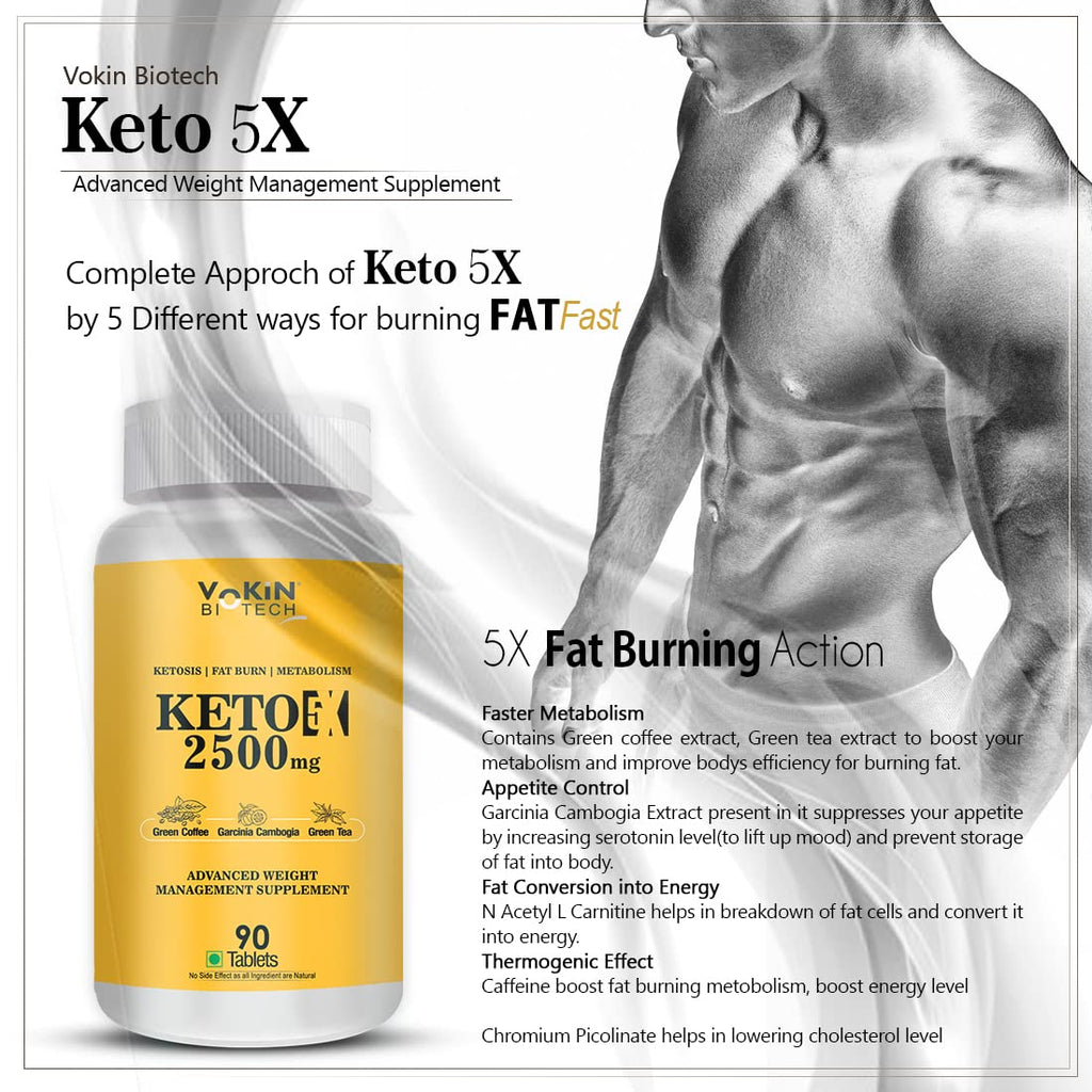 Vokin Biotech Keto 5X with Garcinia Cambogia Natural Weight Loss Supplement For Men and Women | Grocsy