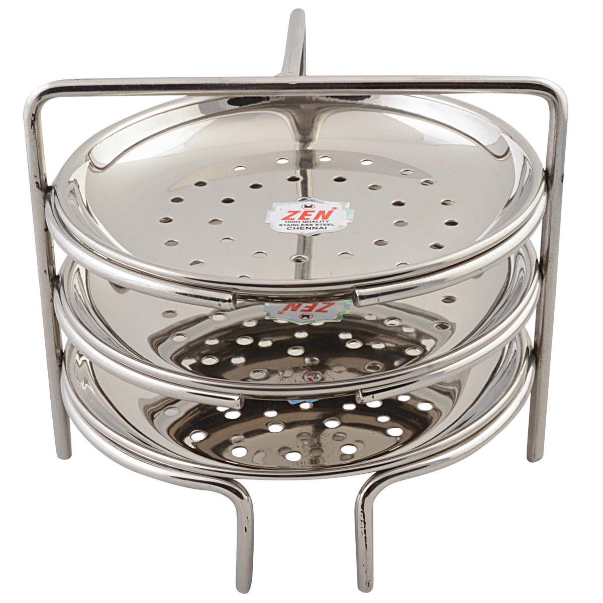 Jain Stainless Steel Idiyappam Stand (Small Size) with 3 Plates|Momos/Vegetable Steamer Utensil, Pack of 1 - Silver Color | Grocsy