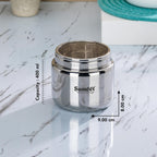 Sumeet Stainless Steel Small Canisters/Dabba/Storage Containers for Kitchen with Lid, Set of 6 Pcs, 400ml Each, 9cm Dia, Silver | Grocsy