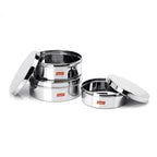 Sumeet Stainless Steel Flat Canisters/Storage Containers Set Of 3Pcs (1.2Ltr,1.5Ltr,2.1Ltr) | Grocsy