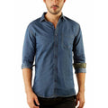 Men's Denim Full Sleeve Casual Shirt Dark Blue Color | Grocsy