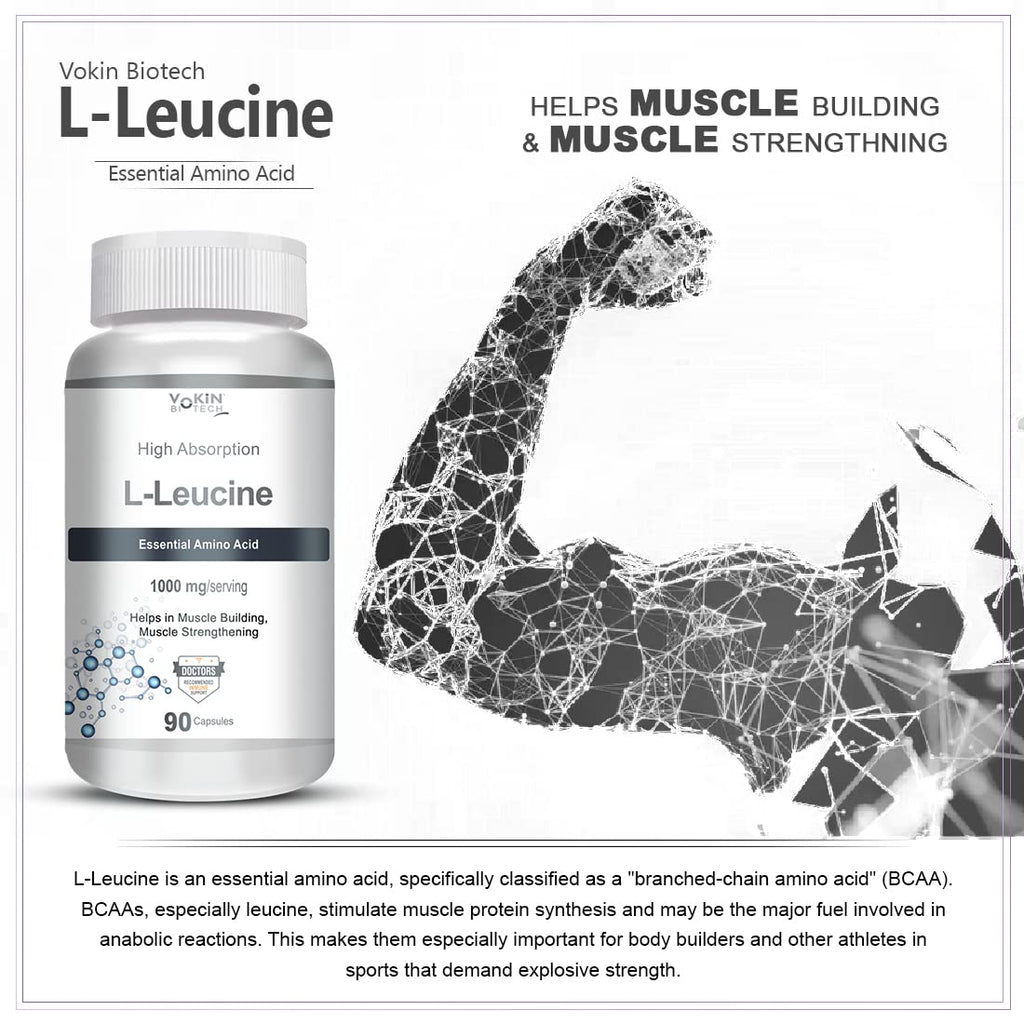 Vokin biotech L- Leucine – Supports muscle Building, Muscle Strengthening – 1000mg | Grocsy