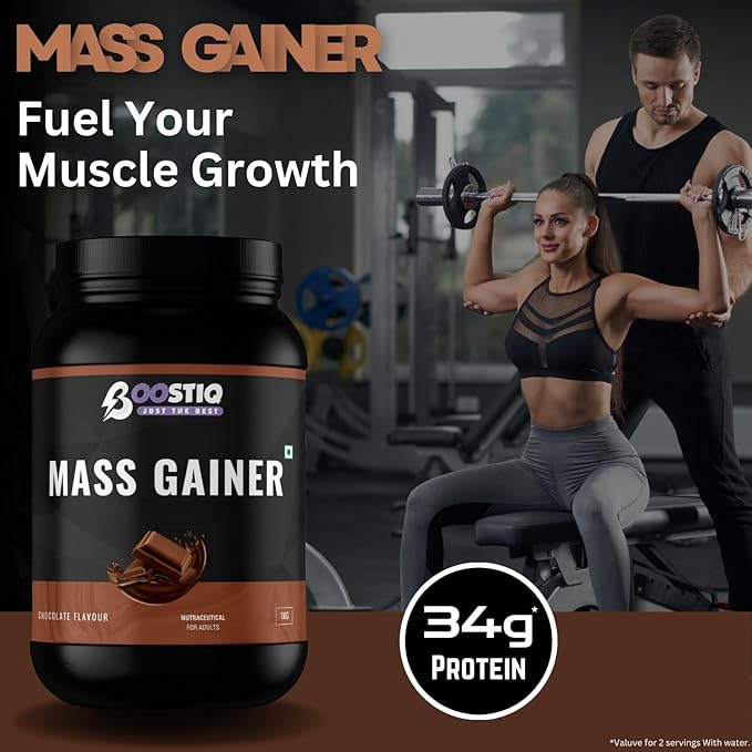 BOOSTIQ Mass Gainer Powder - Chocolate Flavour | Grocsy