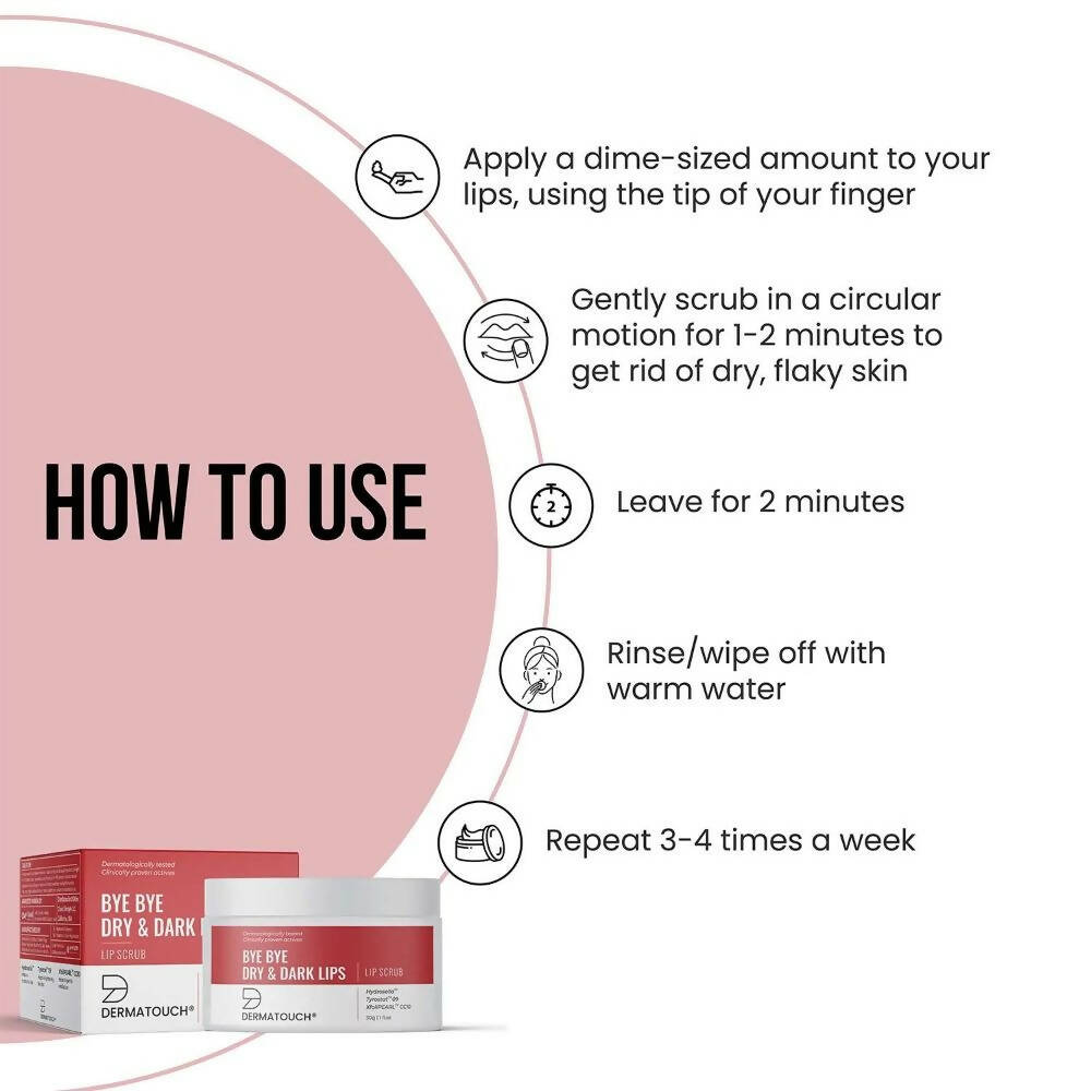 Dermatouch Bye Bye Dry & Dark Lips Lip Scrub | Grocsy