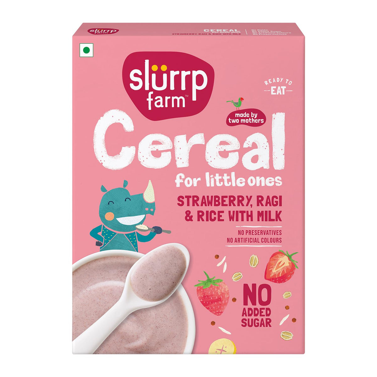 Slurrp Farm Instant Cereal With Ragi, Rice & Strawberry with Milk | Grocsy