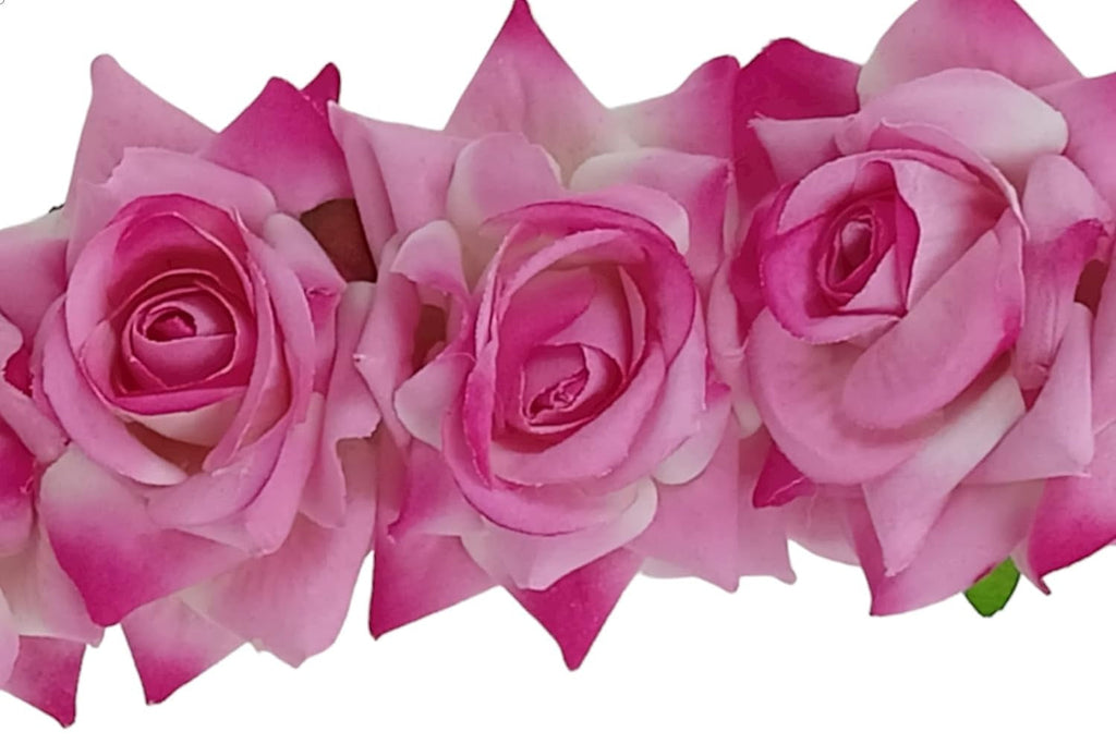 Baby Pink Velvet Rose Gajra | Grocsy