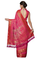 Akhilam Women's Jacquard Kanjivaram Silk Saree With Unstitched Blouse | Grocsy