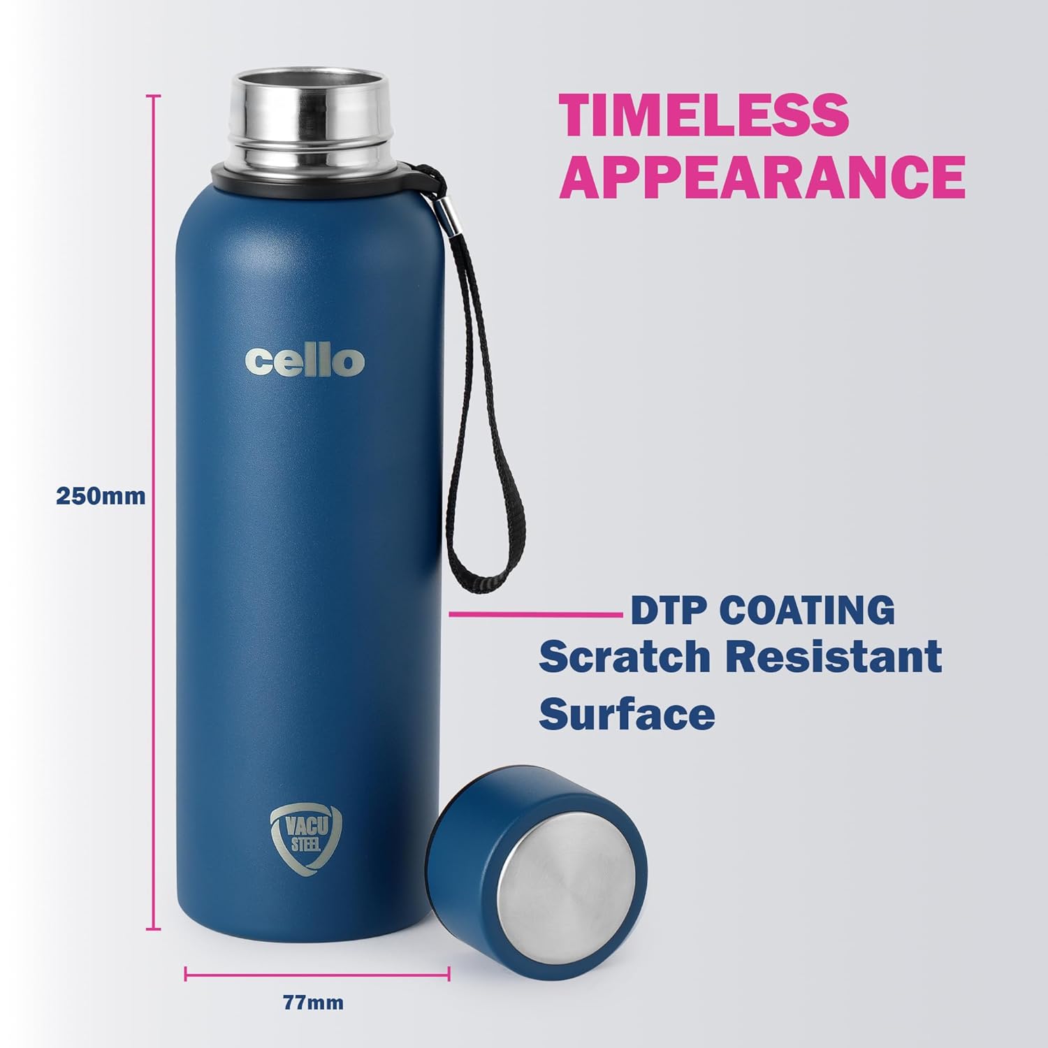 CELLO Duro Kent Insulated Stainless Steel Flask Water Bottle for Daily Use 750 ml, Dark Blue | Grocsy