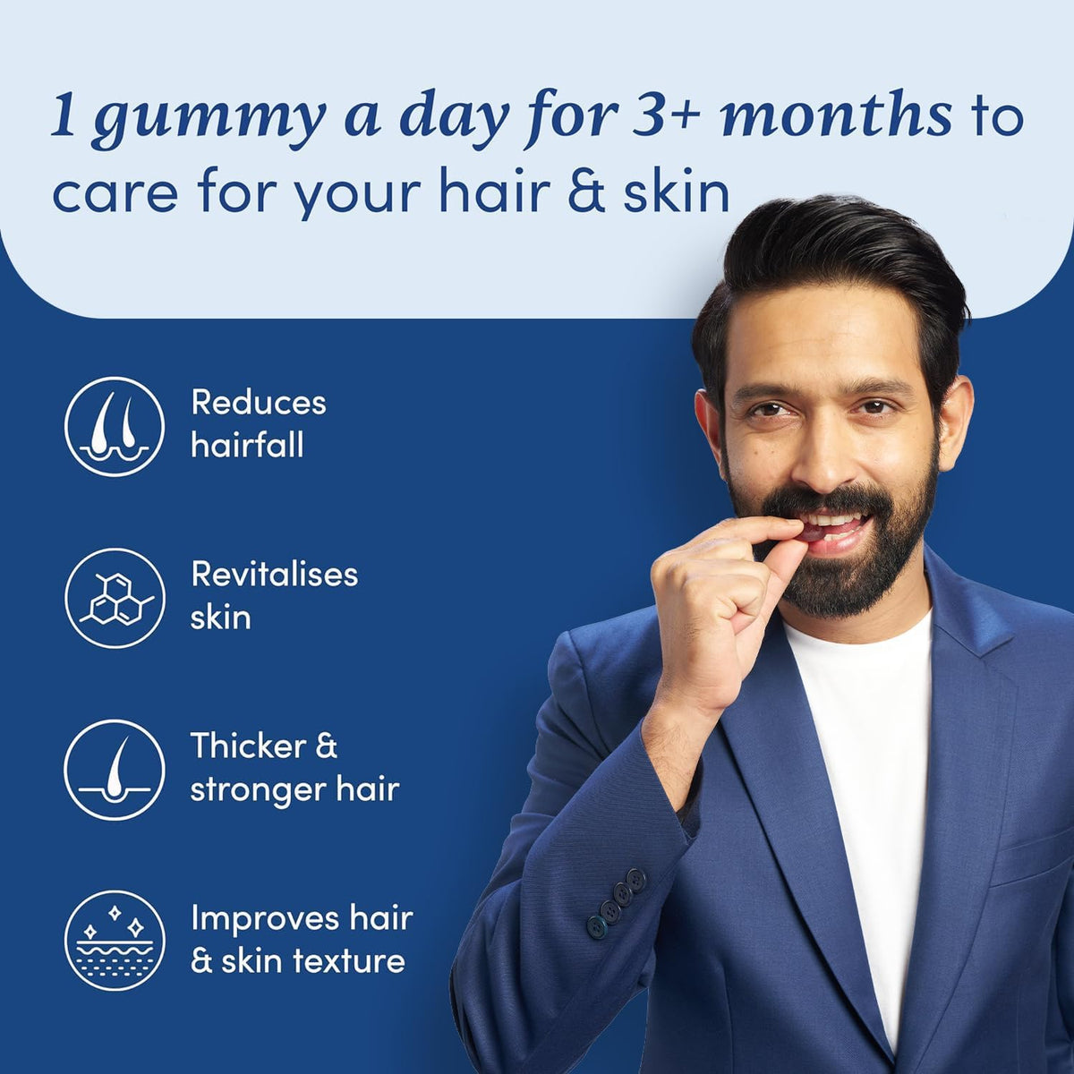 Man Matters Biotin Nourish Hair Gummies - Strawberry Flavor With Zinc & Multivitamins | Grocsy