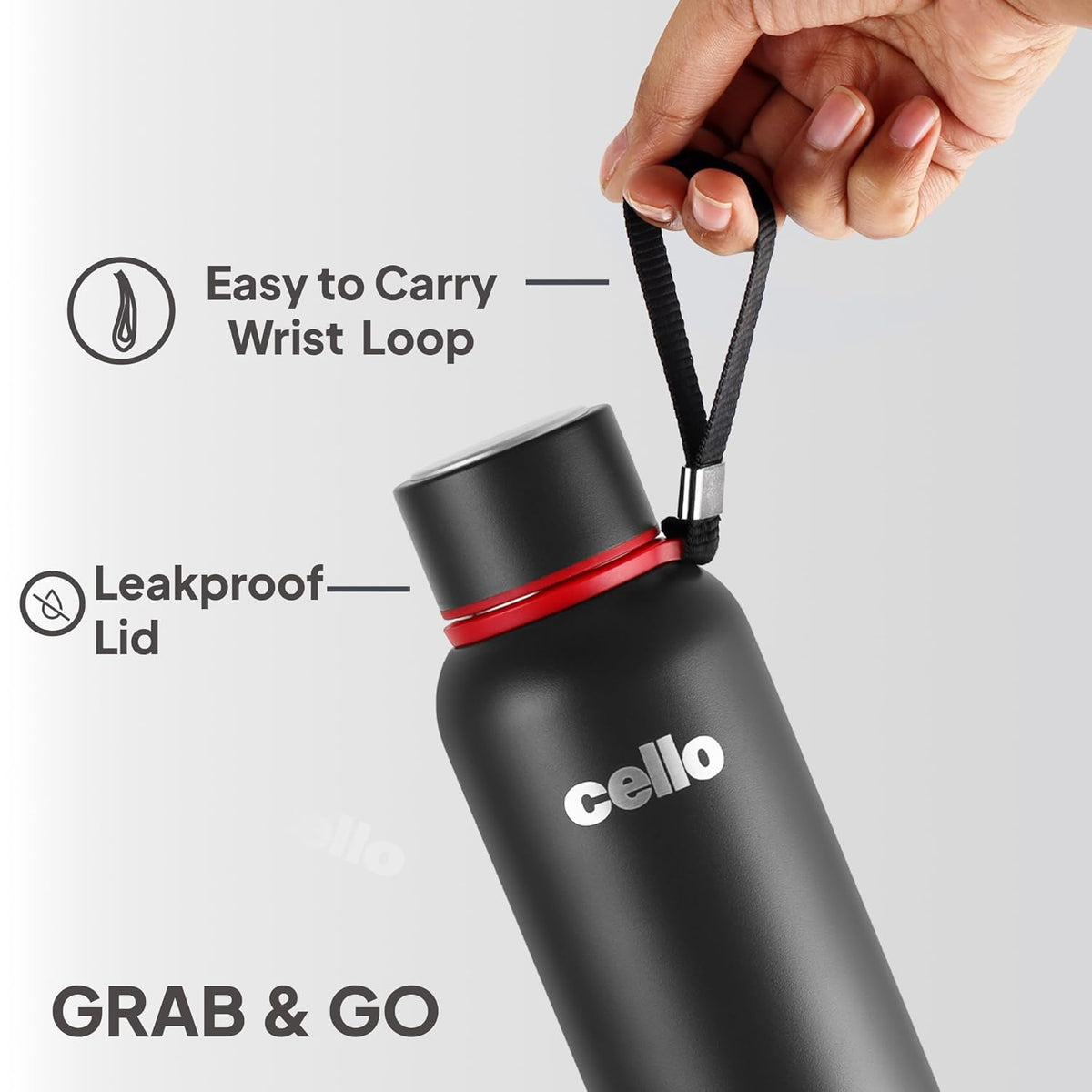 CELLO Duro Kent Insulated Stainless Steel Flask Water Bottle for Daily Use 900 ml, Black | Grocsy