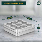 MARU Stainless Steel 9-in-1 Square Masala Dabba – Spice Box with 9 Round Containers | Grocsy