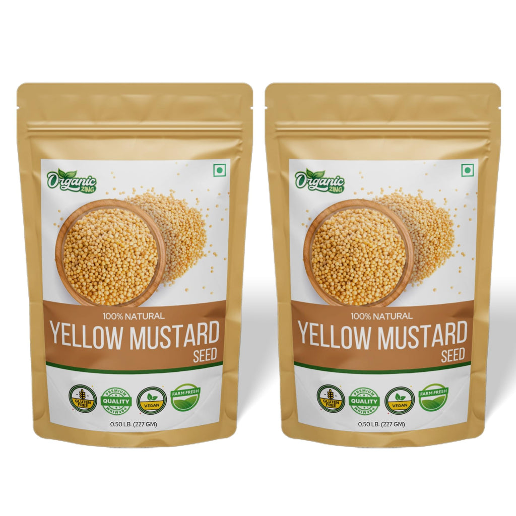 Organic Zing Yellow Mustard Seeds | Whole Yellow Mustard Seed for Pickles & Cooking | 100% Raw Mustard Seeds | Grocsy