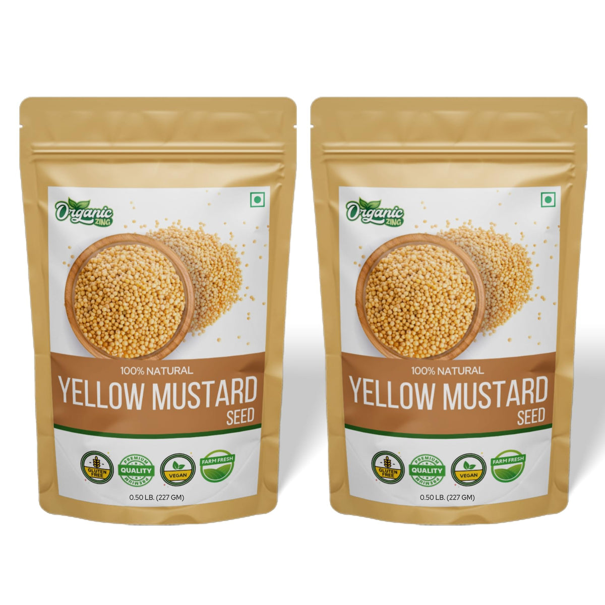 Organic Zing Yellow Mustard Seeds | Whole Yellow Mustard Seed for Pickles & Cooking | 100% Raw Mustard Seeds | Grocsy