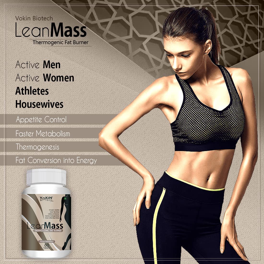 Vokin Biotech Lean Mass Thermogenic Fat Burner with Green tea Extract, N Acetyl L Carnitine, Garcinia Cambogia Weight loss product for Men & Women | Grocsy