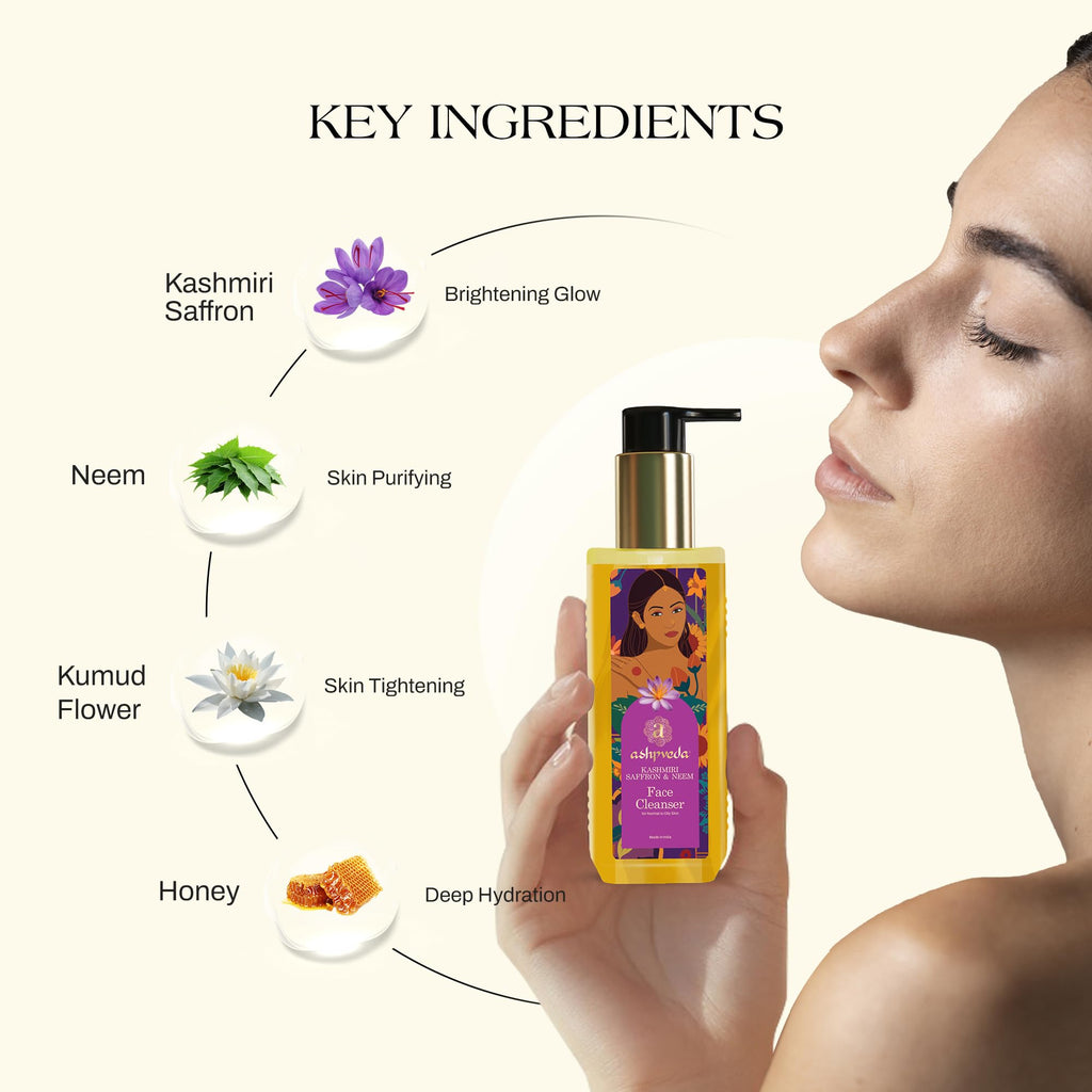 Ashpveda Radiant Kashmiri Saffron and Neem Face Wash | Grocsy