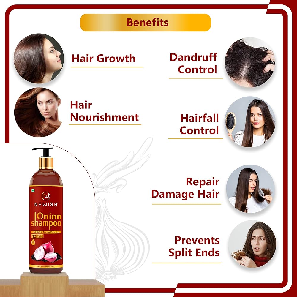 Newish Red Onion Shampoo For Hair Growth & Hair Fall Control | Grocsy