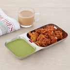 HAZEL 2 Compartment Stainless Steel Section Plate | Rectangle Divided Thali Tray | Grocsy