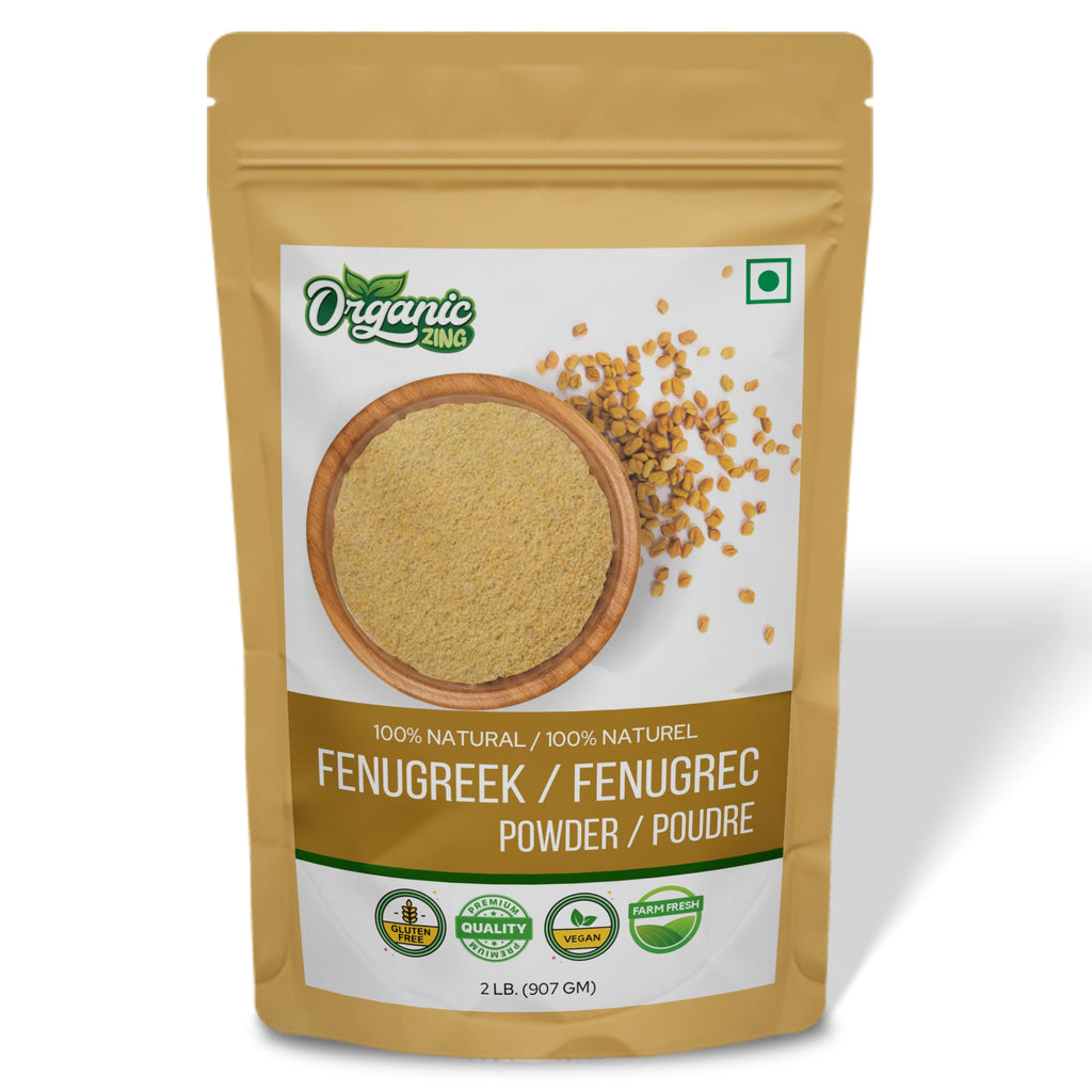 Organic Zing Fenugreek Powder Also Known As Methi Seed Powder, Trigonella Foenum-Graecum | Vegan | Preservative Free | Resealable Pack | Grocsy