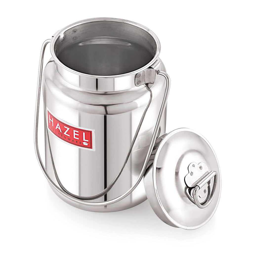 HAZEL Stainless Steel Ghee Oil Milk Container for Kitchen|Capacity of 5000 ml, Silver | Grocsy
