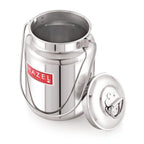 HAZEL Stainless Steel Ghee Oil Milk Container for Kitchen|Capacity of 5000 ml, Silver | Grocsy