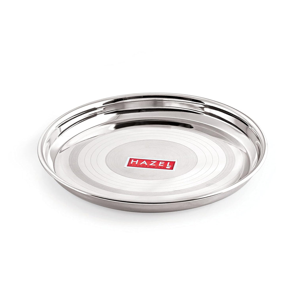 HAZEL Stainless Steel Plate Set for Dinner Launch, Set of 2, 28.5 cm, Medium | Grocsy