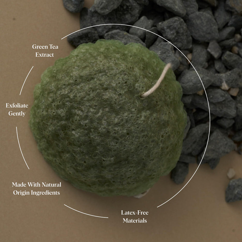 ILEM JAPAN Natural Konjac Sponge Face (Green Tea) | Grocsy