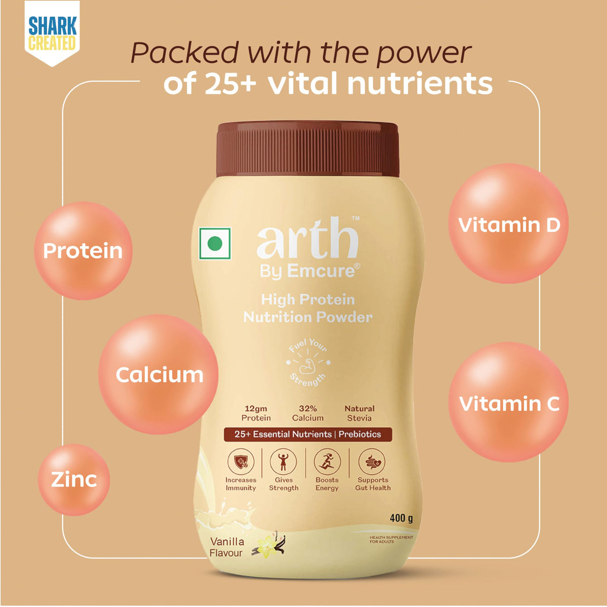 Arth High Protein Nutrition Powder - Vanilla Flavour | Grocsy