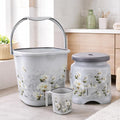 Nayasa Marble 3 Pcs Bathroom Set|Bucket 18 L + Mug 1.5 L + 508 Stool|Grey | Grocsy