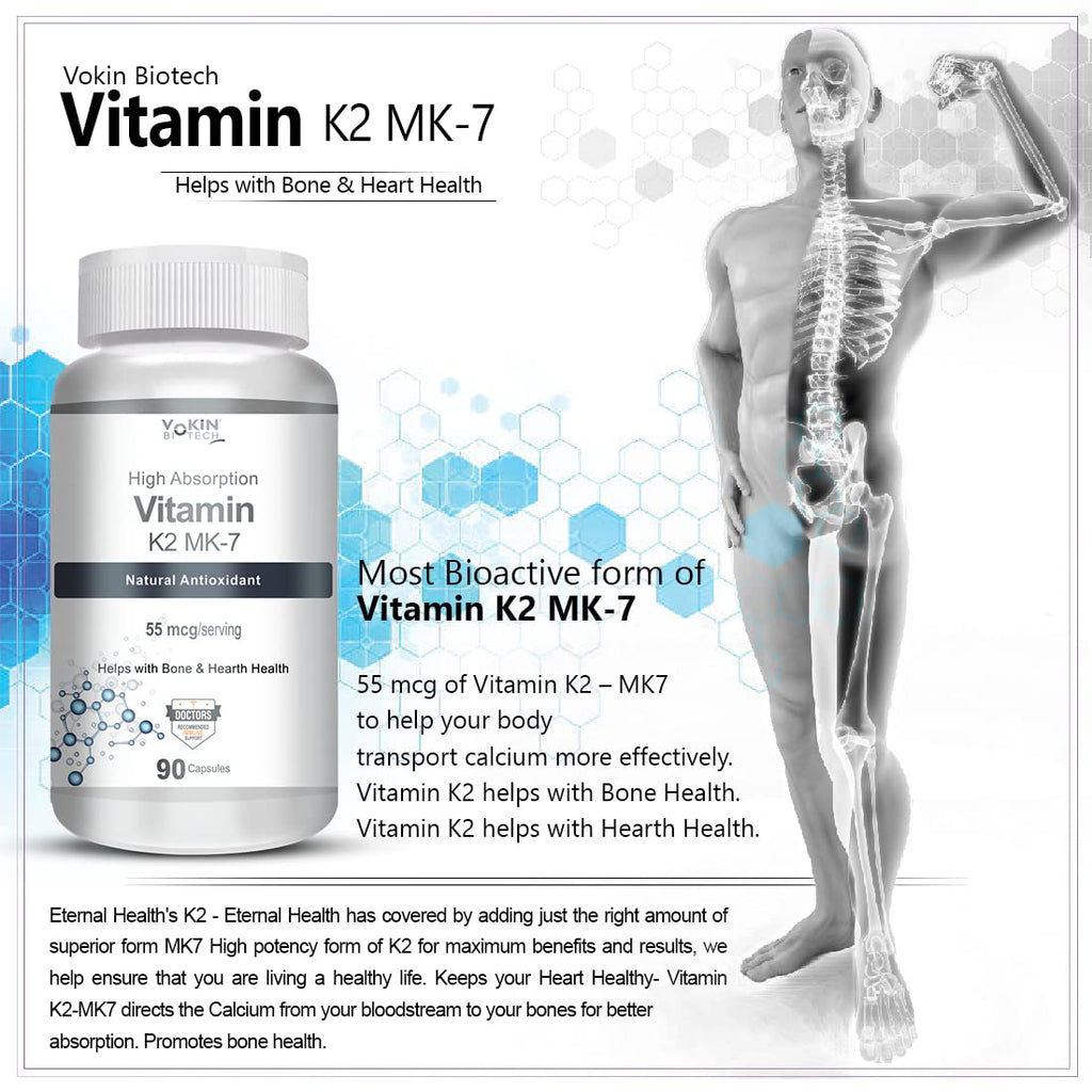 Vokin Biotech Vitamin K2 MK-7- Support Bone & Heart Health - 55mc Capsules | Grocsy