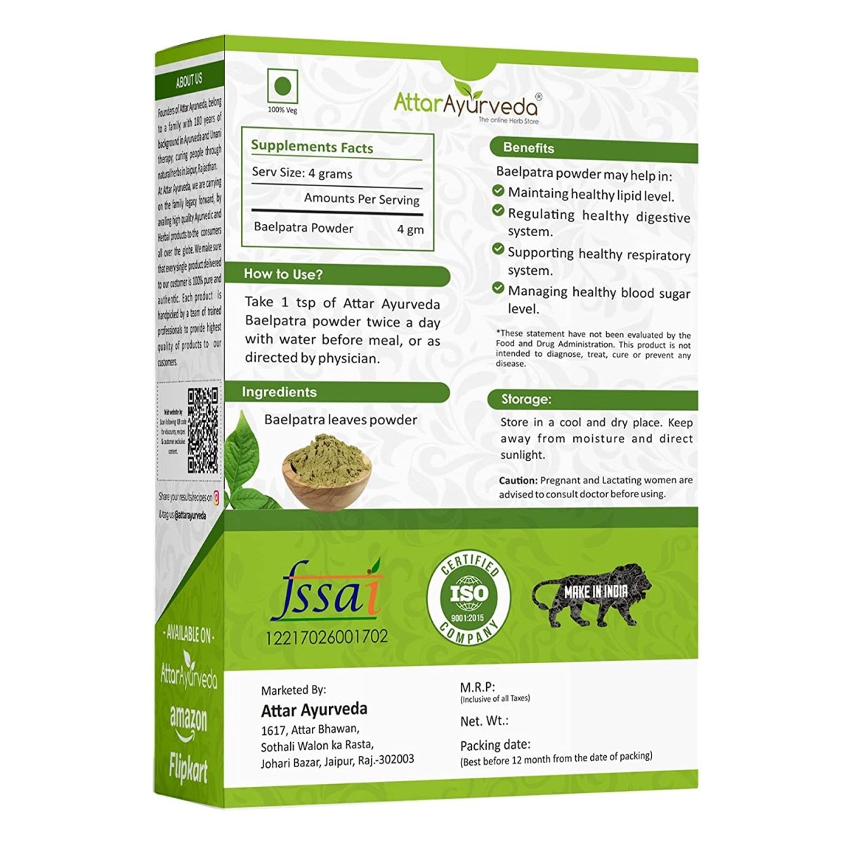 Attar Ayurveda Baelpatra Powder | Grocsy