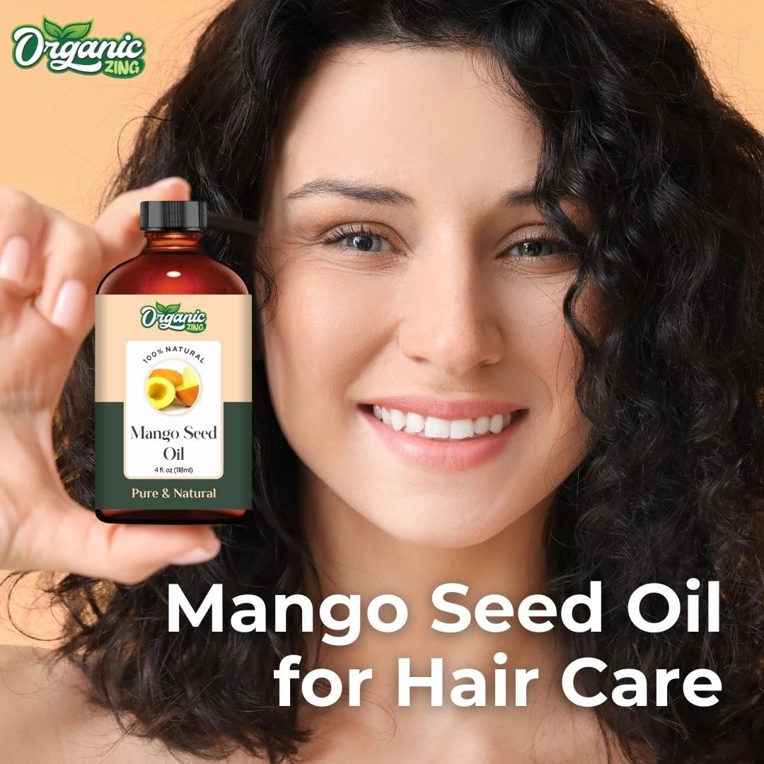 Organic Zing Mango Seed (Mangifera Indica) Oil | Pure & Natural Carrier Oil for Skincare, Hair Care & Massage | Grocsy