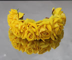 Yellow Velvet Rose Gajra | Grocsy