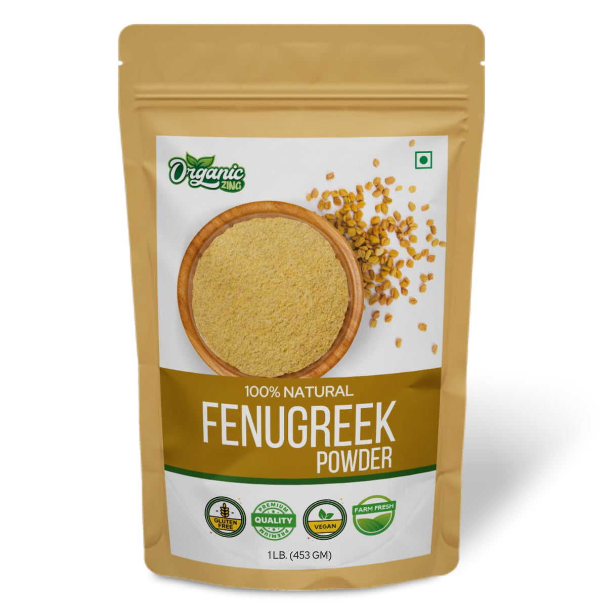 Organic Fenugreek Powder Also Known As Methi Seed Powder, Trigonella Foenum-Graecum | USDA Certified | Vegan | Preservative Free | Resealable Pack | Grocsy