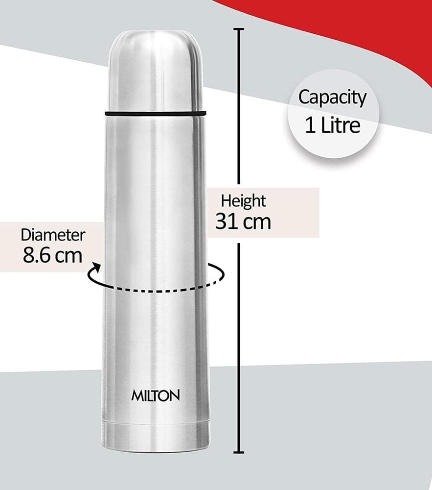 Milton Steel Hot & Cold Bottle, 1000 ml | Grocsy