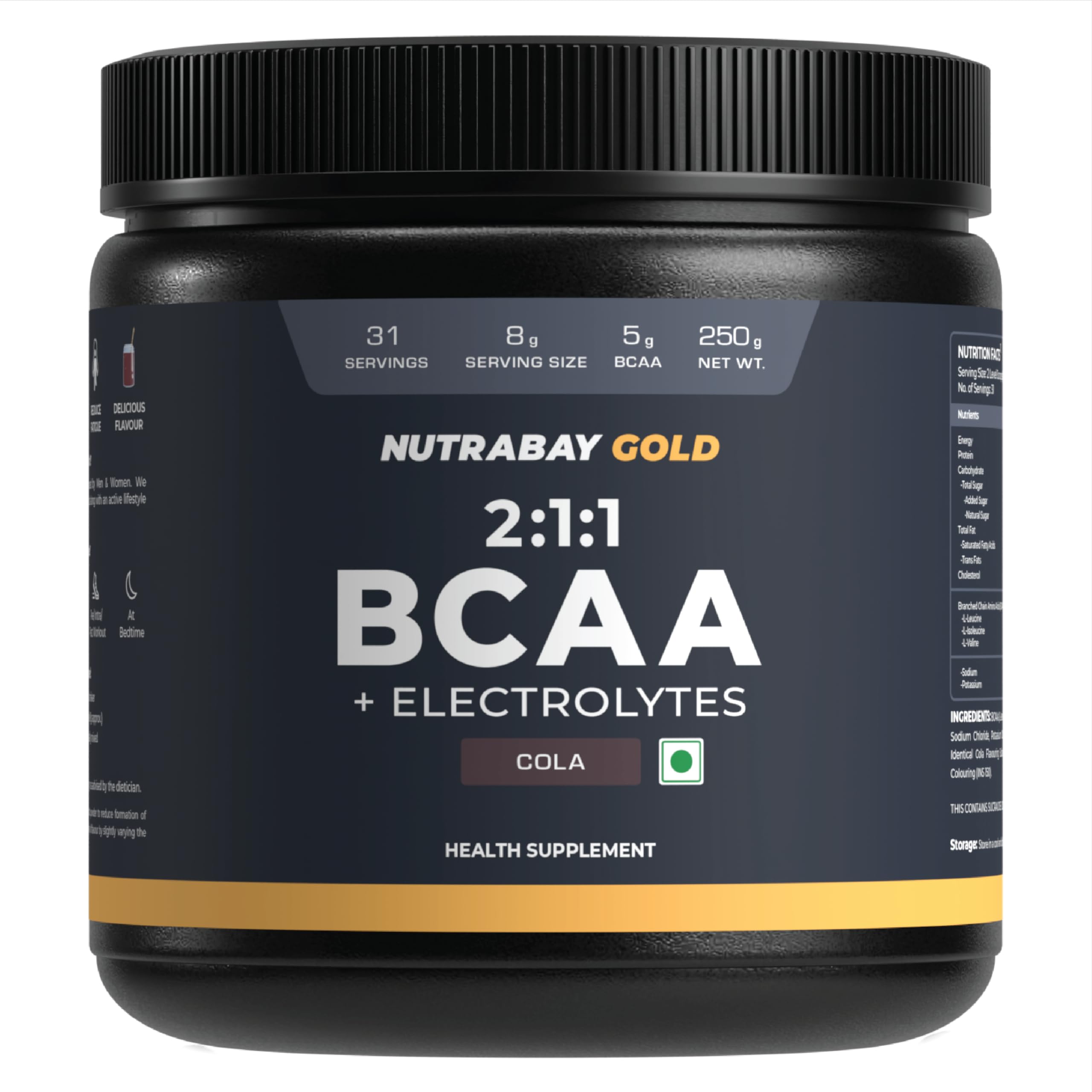 Nutrabay Gold BCAA 2:1:1 with Electrolytes - Cola | Grocsy