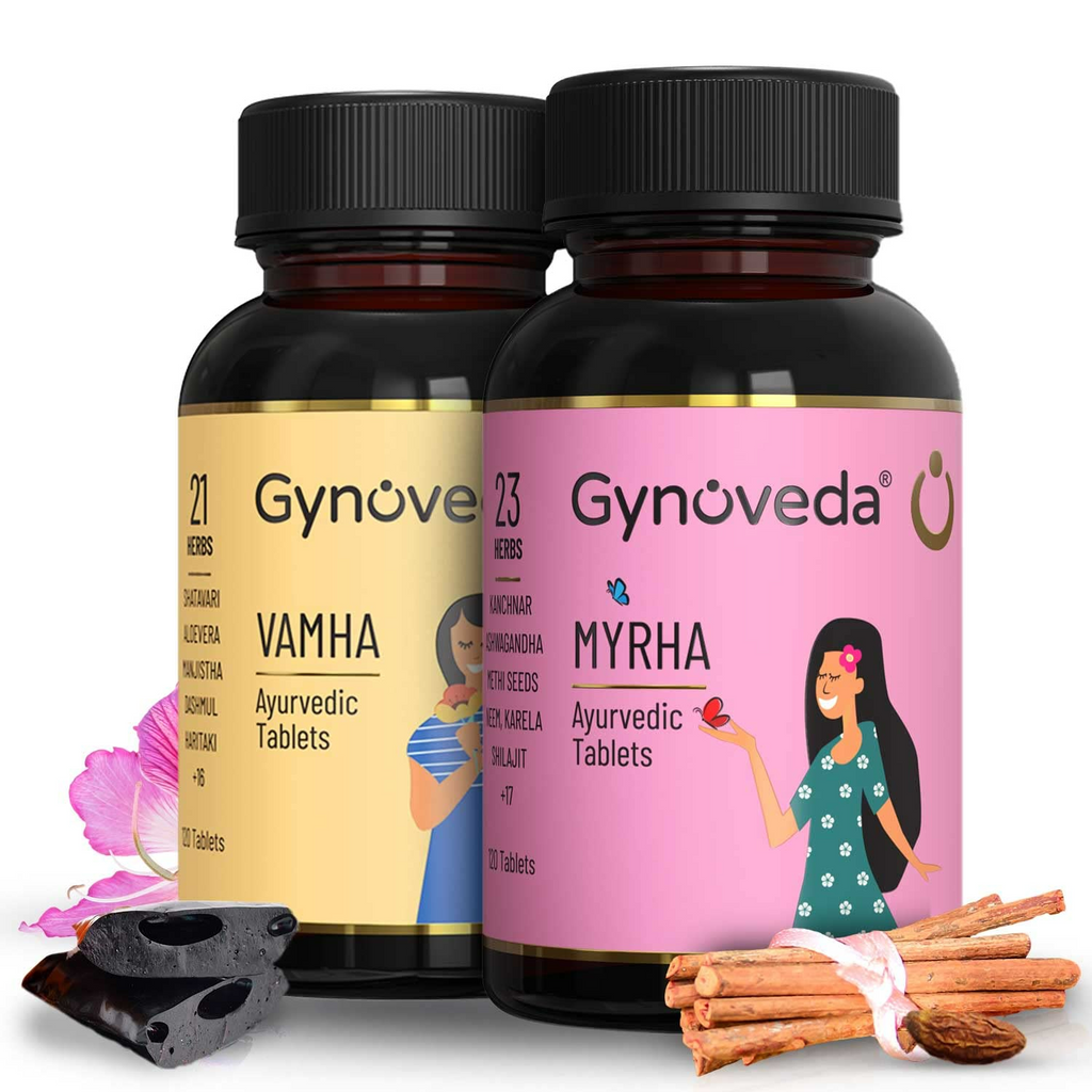 Gynoveda PCOS PCOD with Early Monthly Cycle Ayurvedic Tablets Combo | Grocsy