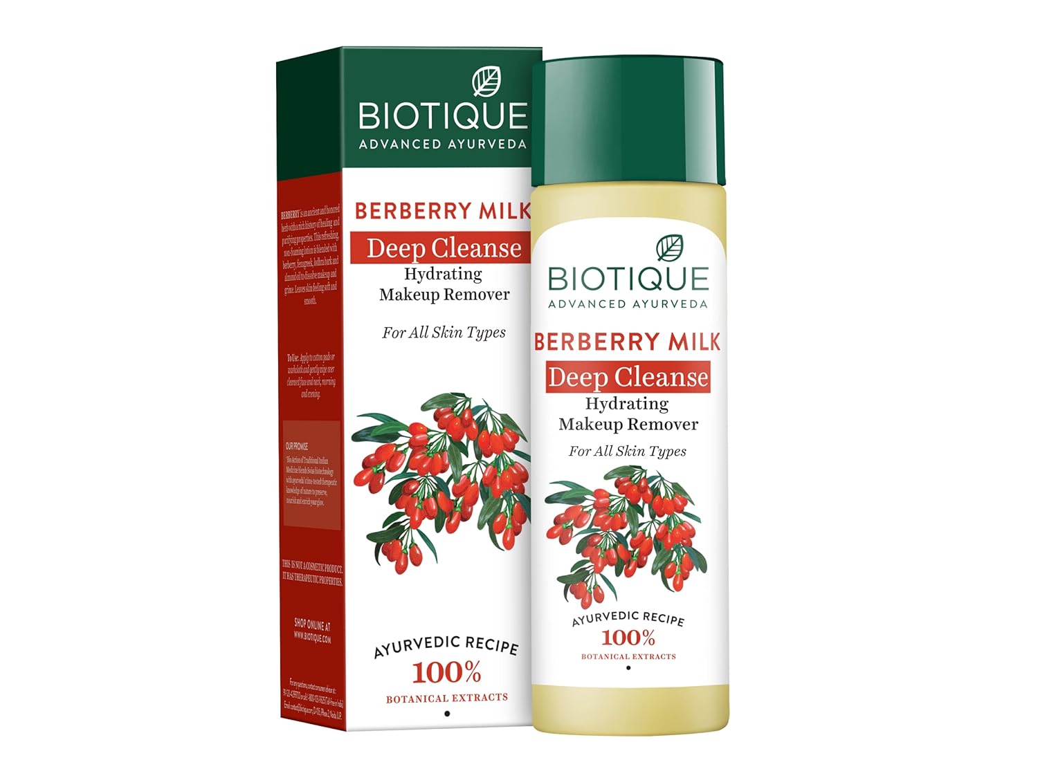 Biotique Berberry Milk Deep Cleanse Hydrating Makeup Remover For All Skin Types | Grocsy