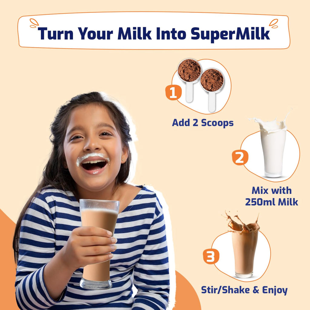 Gritzo Supermilk Weight+ for Boy/Girl 7 to 12 years (Double Chocolate) | Grocsy