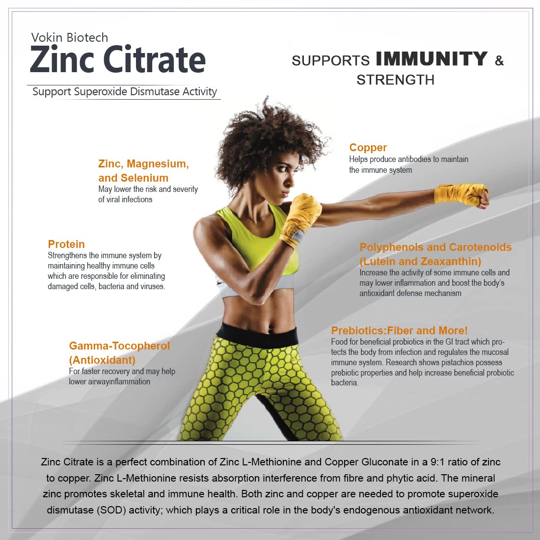Vokin Biotech Zinc Citrate Supports Healthy Immune system Capsules | Grocsy
