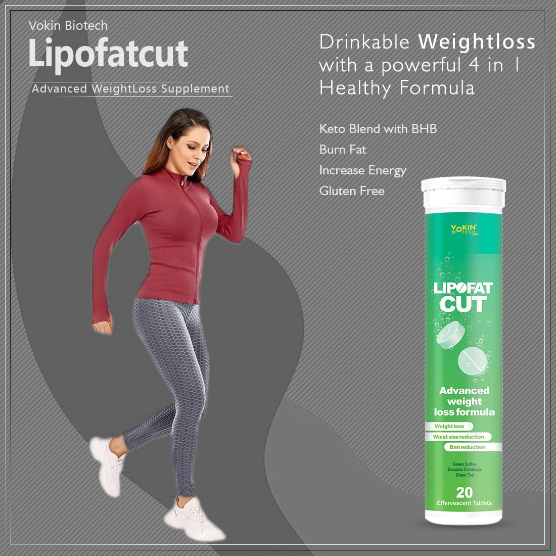 Vokin Biotech LipoFat cut Dietary Supplement Effervescent Water Soluble Tablets | Grocsy