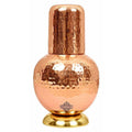 Pure Copper Surai Design Bedroom Water Bottle with Inbuilt Glass | Grocsy